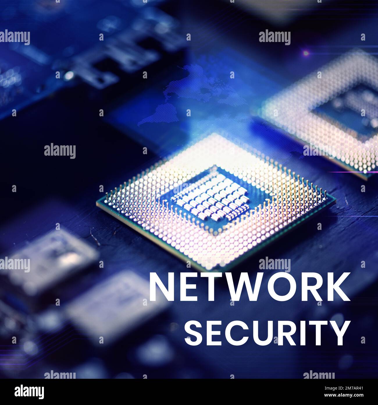 Network security banner template vector with computer chips background ...
