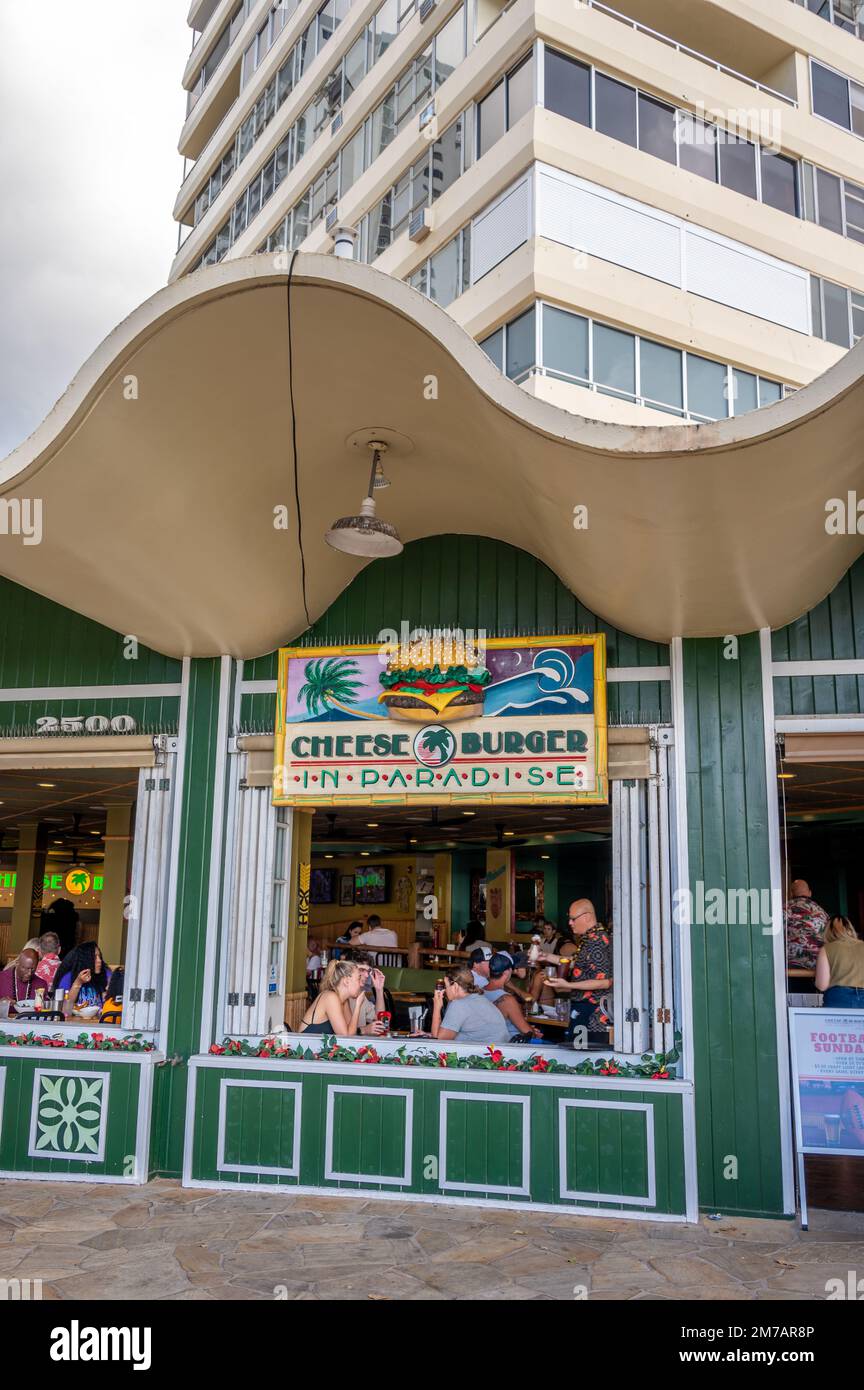Honolulu, Hawaii December 31, 2022 Cheese Burger in Paradise in the