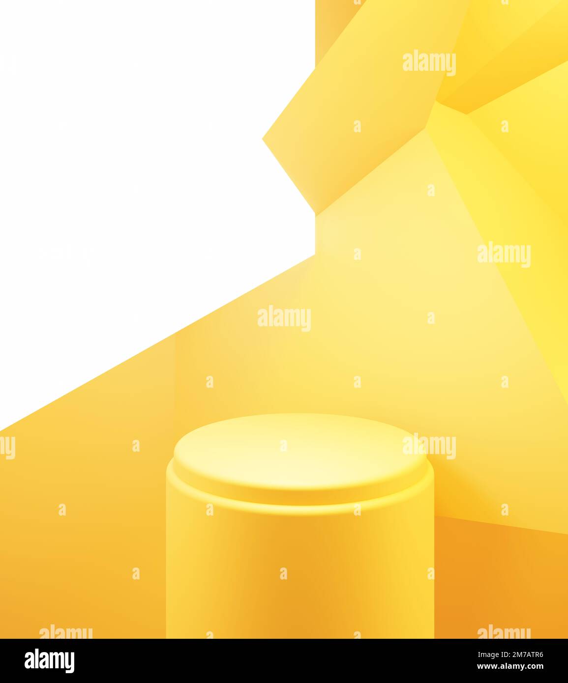 3d rendering of empty yellow orange podium abstract minimal background. Scene for advertising design, cosmetic ads, show, technology, food, banner Stock Photo