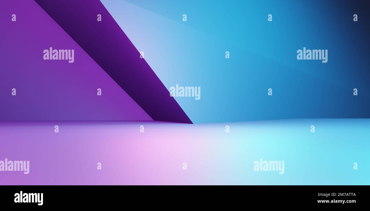 3d rendering of purple and blue abstract geometric background. Cyberpunk concept. Scene for advertising, technology, showcase, banner, cosmetic Stock Photo