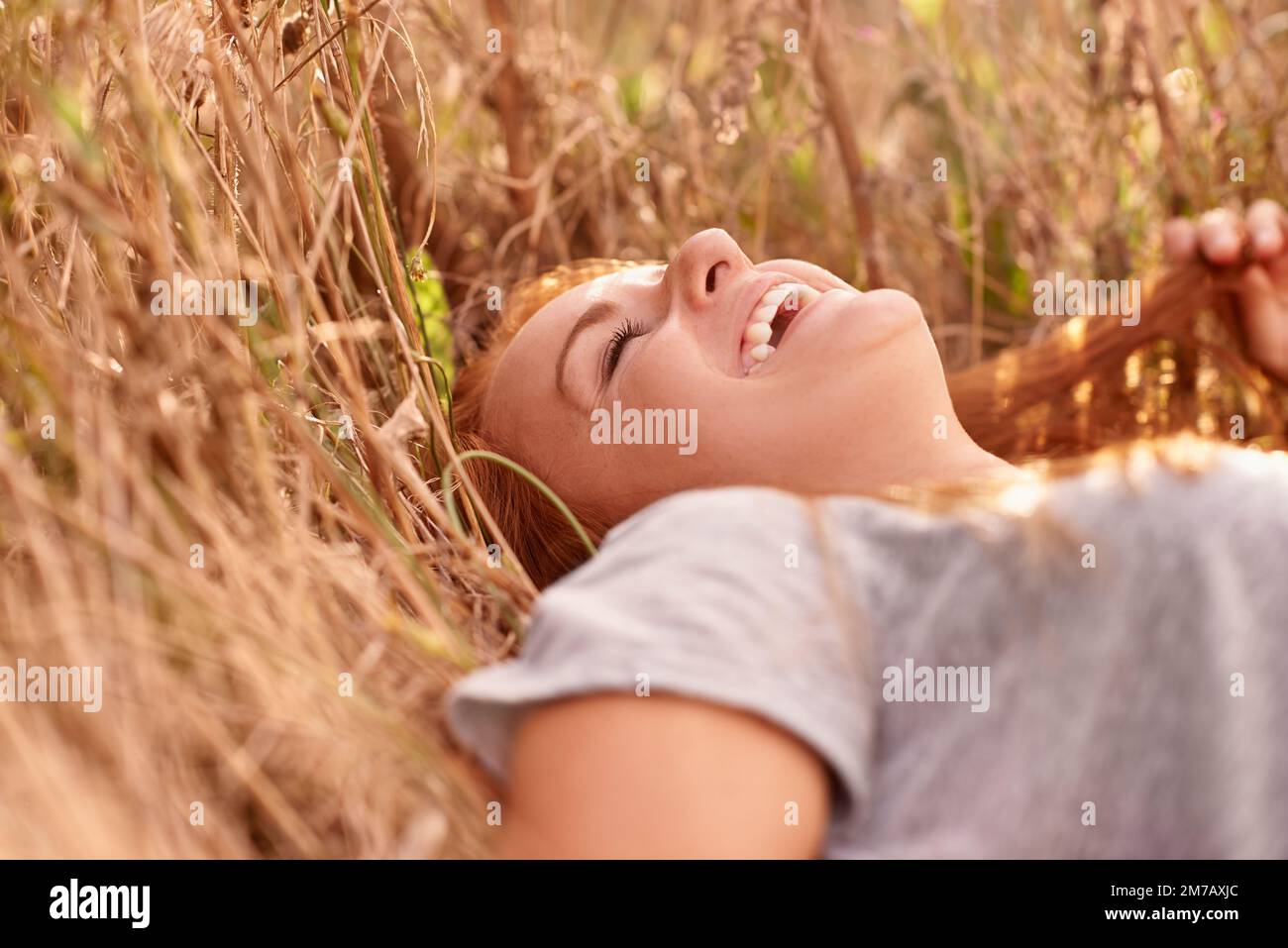 Free to be me. a pretty teenage girl enjoying the outdoors. Stock Photo