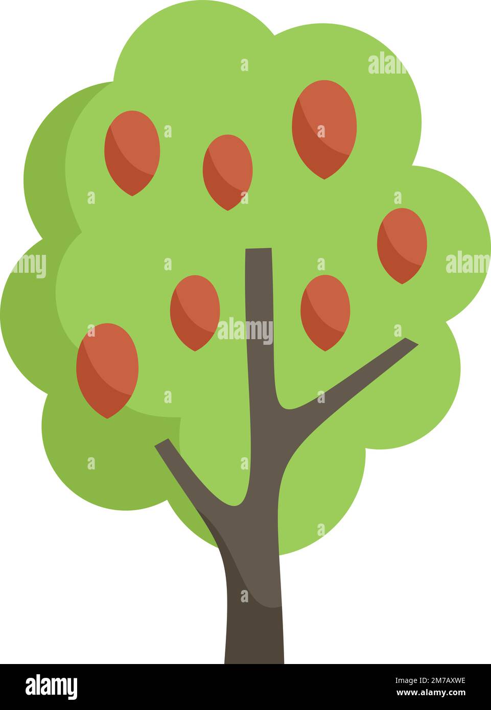 Nut tree icon flat vector. Harvest plant. Farm bush isolated Stock ...