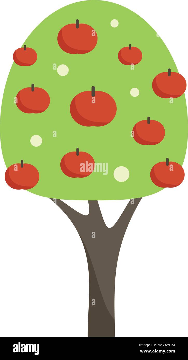 Big apple tree icon flat vector. Garden fruit. Harvest garden isolated ...