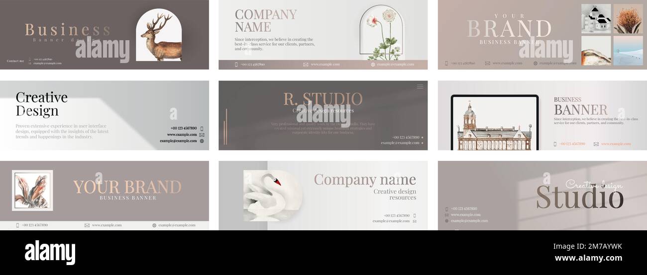 Aesthetic business banner vector editable design in minimal for art company collection Stock Vector