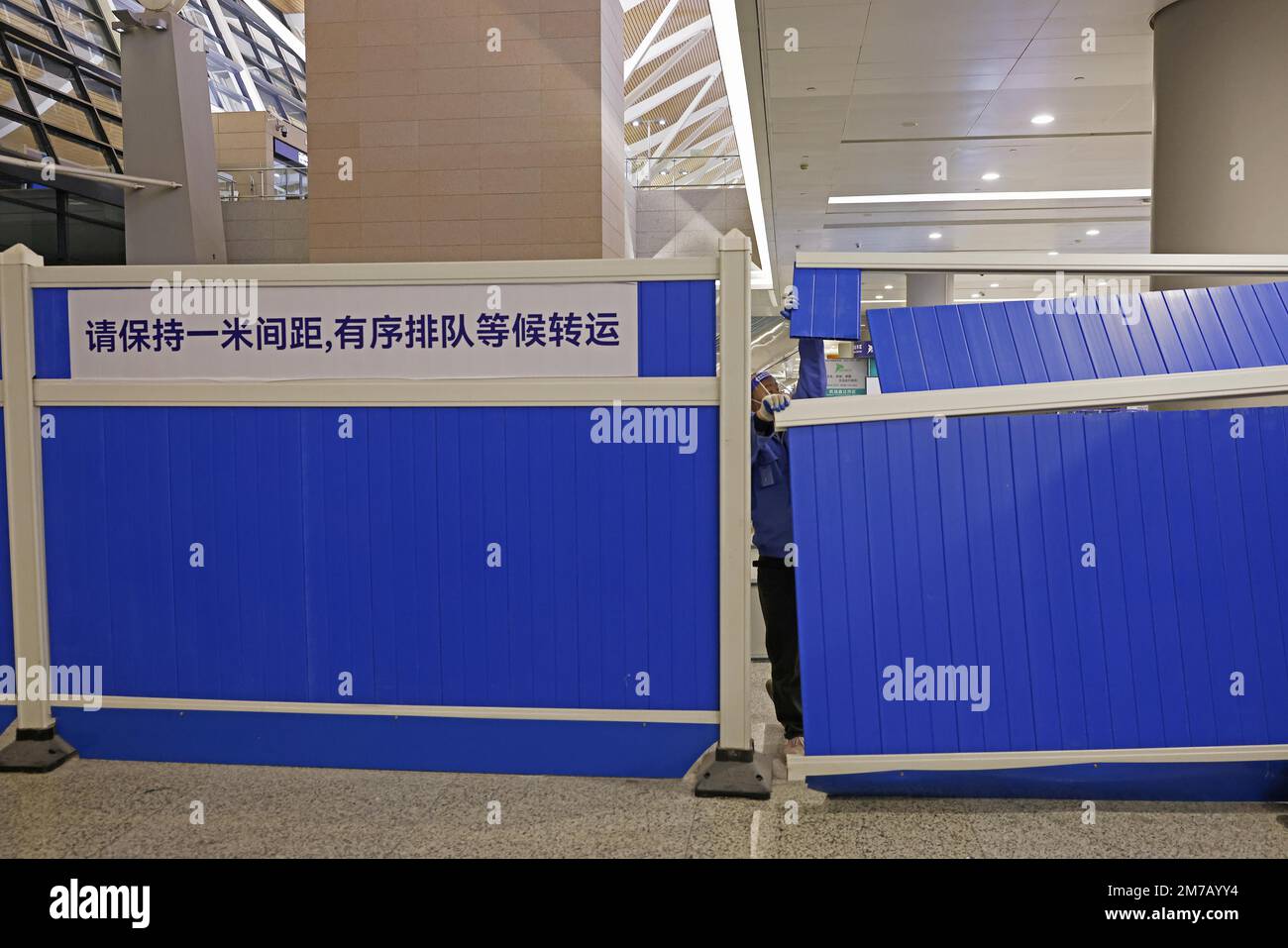 **CHINESE MAINLAND, HONG KONG, MACAU AND TAIWAN OUT** Staff remove the