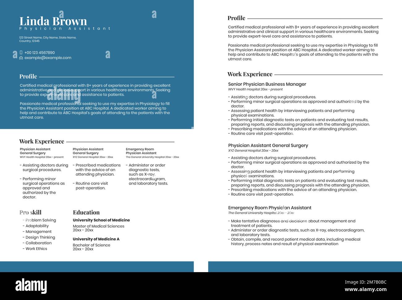 Minimal resume editable template vector in blue Stock Vector