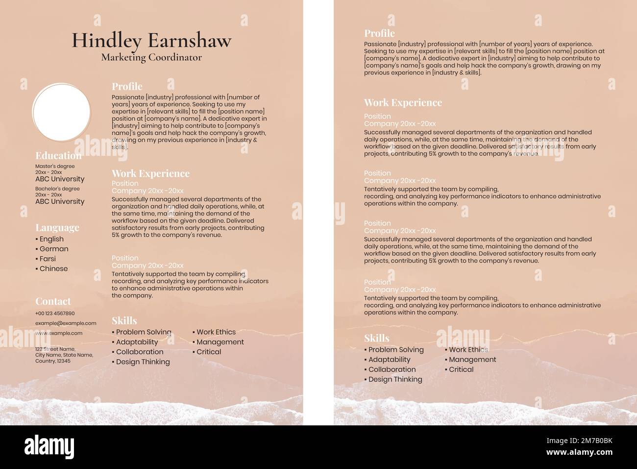 Pastel aesthetic resume template vector in orange Stock Vector Image