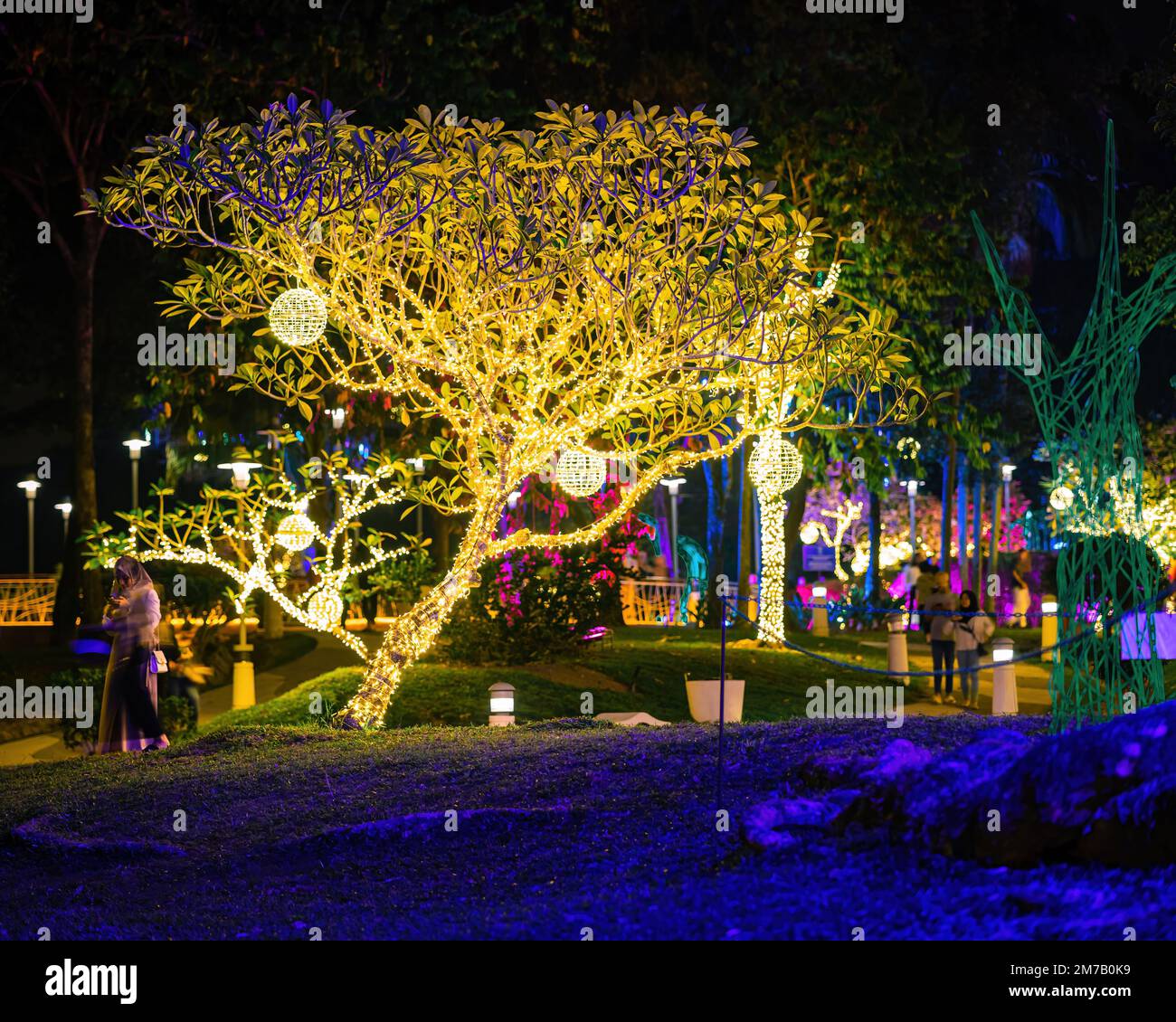Putrajaya, Malaysia July 18, 2022 Led lights on the trees in the