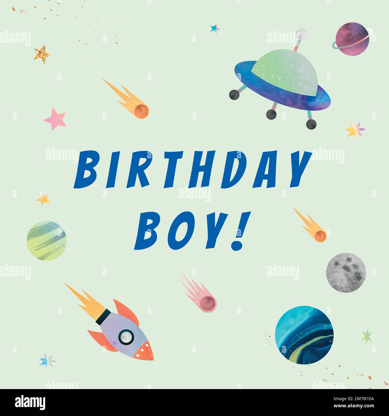 Galaxy birthday greeting template vector for boy Stock Vector Image ...