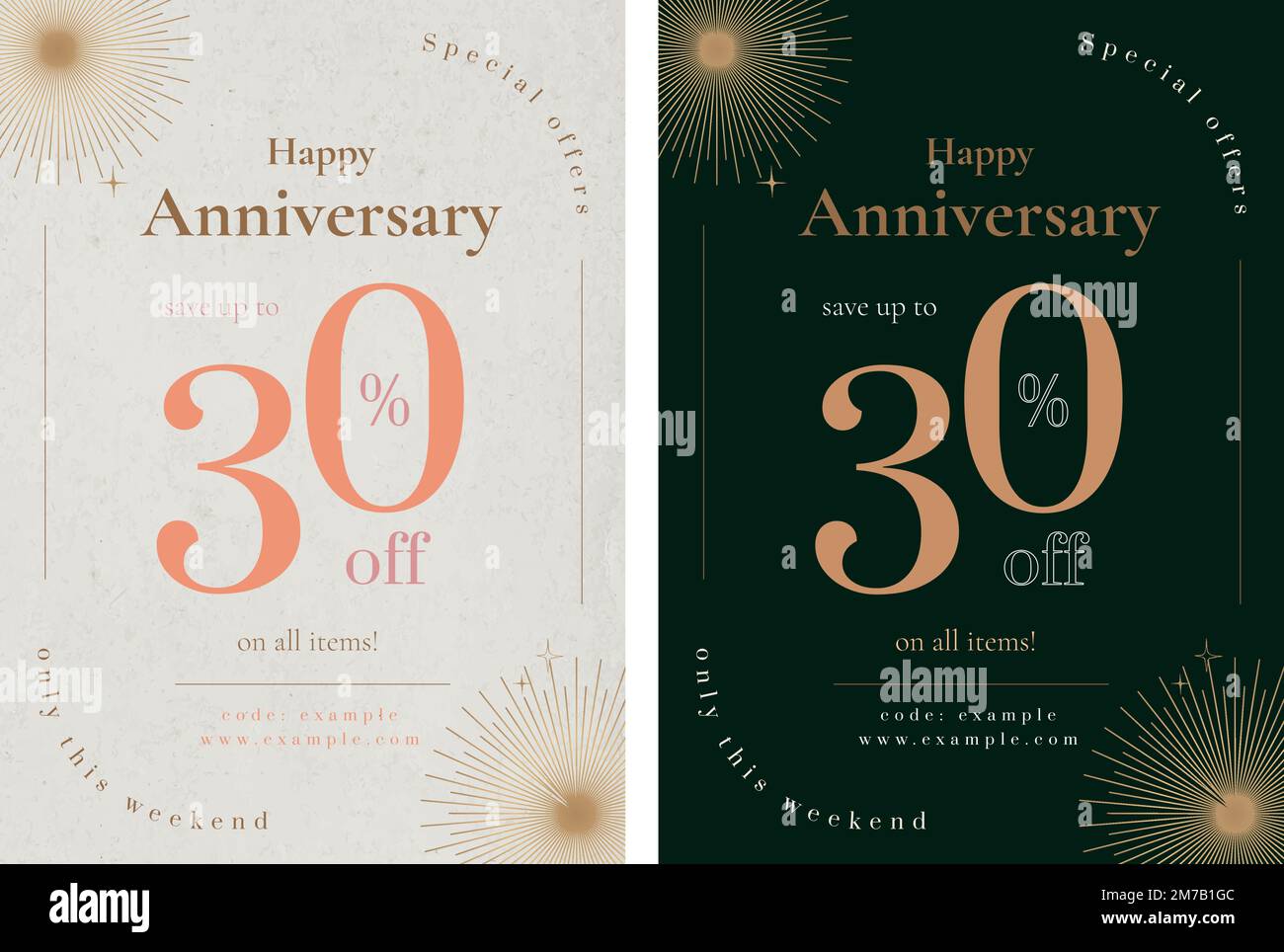 Anniversary sale poster template vector for social media post set Stock Anniversary sale poster template vector for social media post set Stock