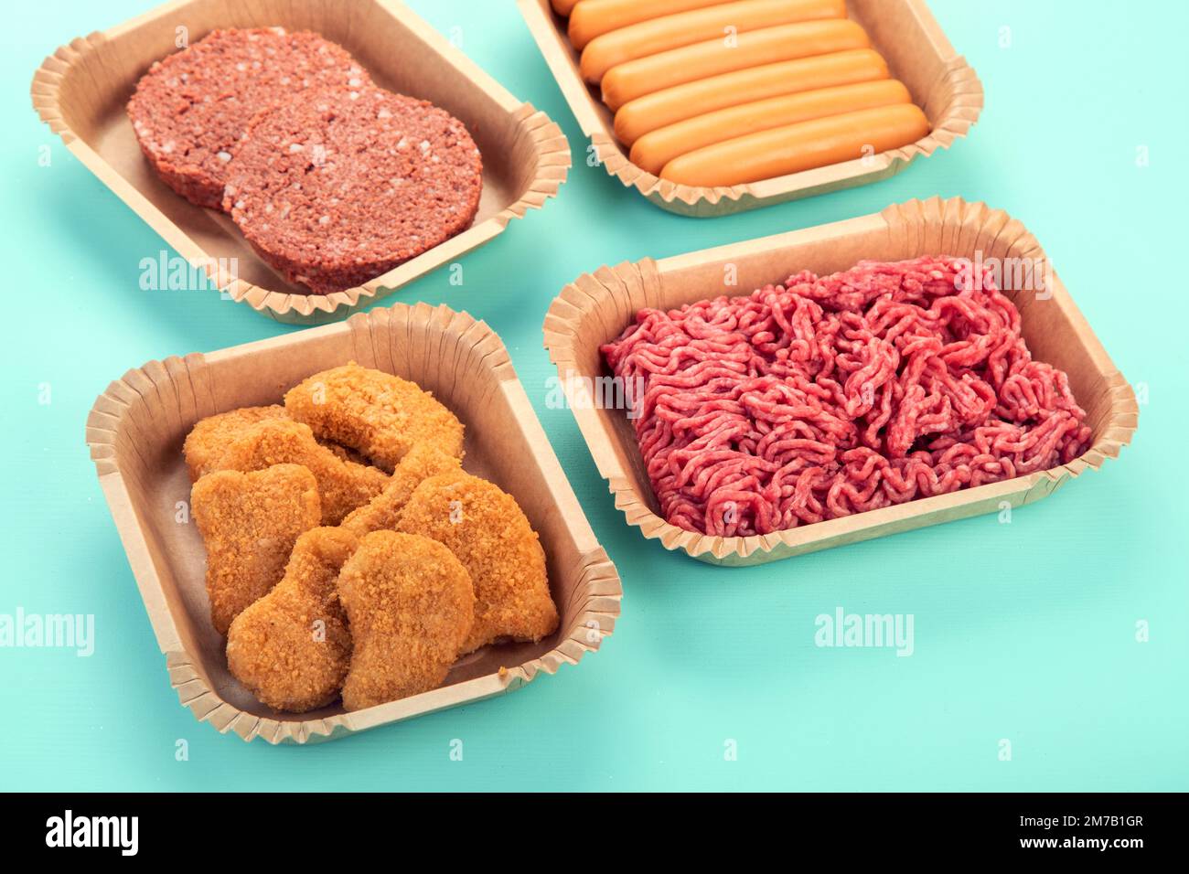 Variety of plant based meat. Plant based vegetarian alternative meat