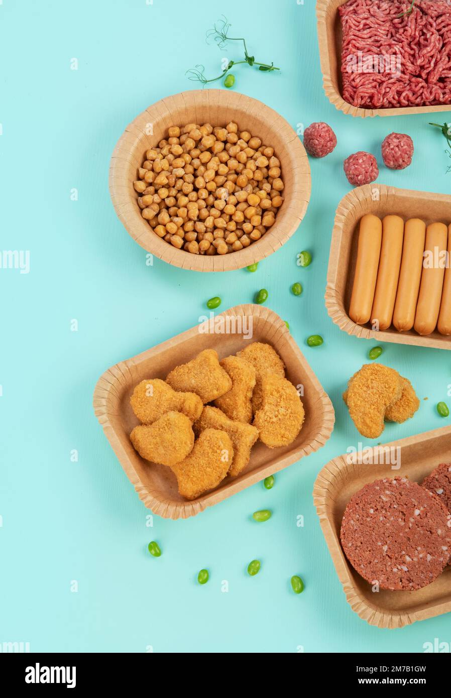 Variety of plant based meat. Plant based vegetarian alternative meat