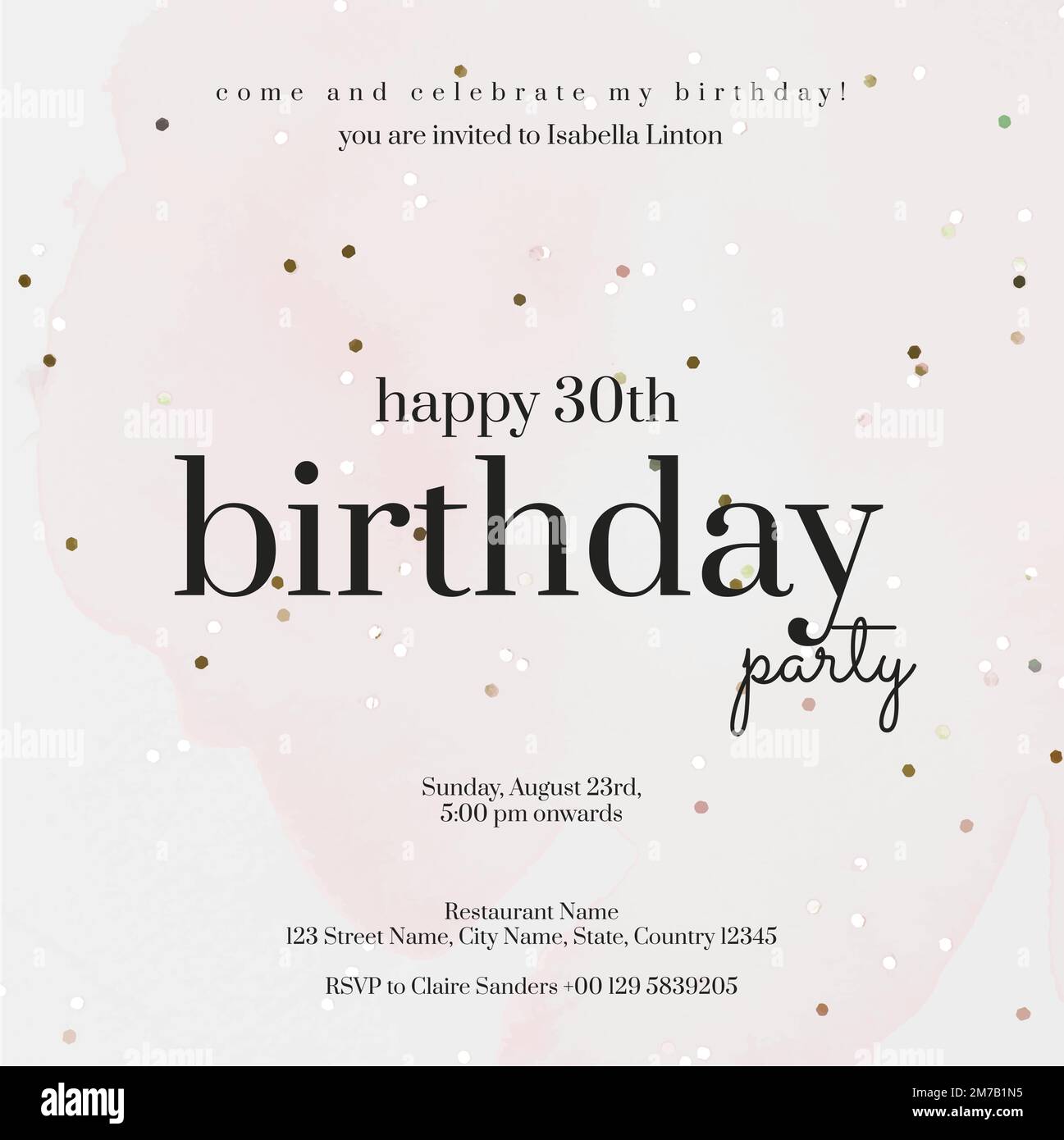 Online party invitation template vector birthday celebration Stock
