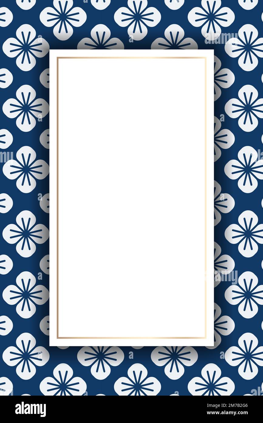 Gold frame on Japanese seamless pattern vector Stock Vector