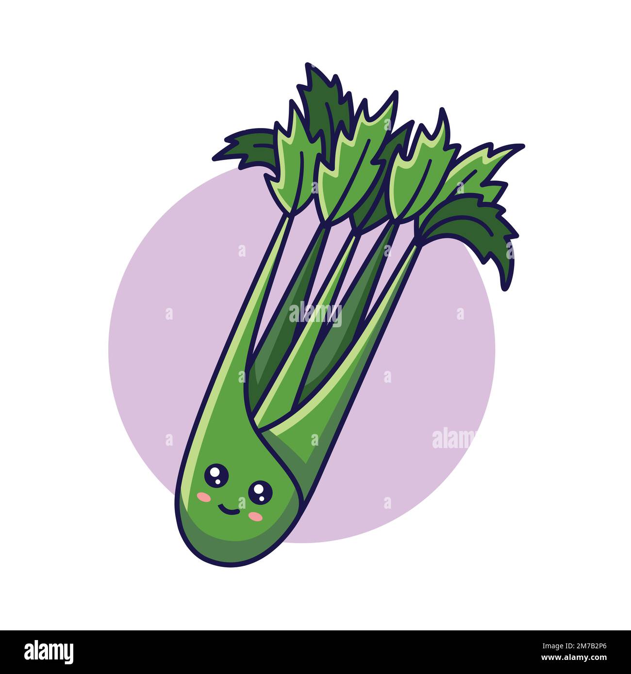 Cute Kawaii Celery cartoon icon illustration. Food vegitable flat icon