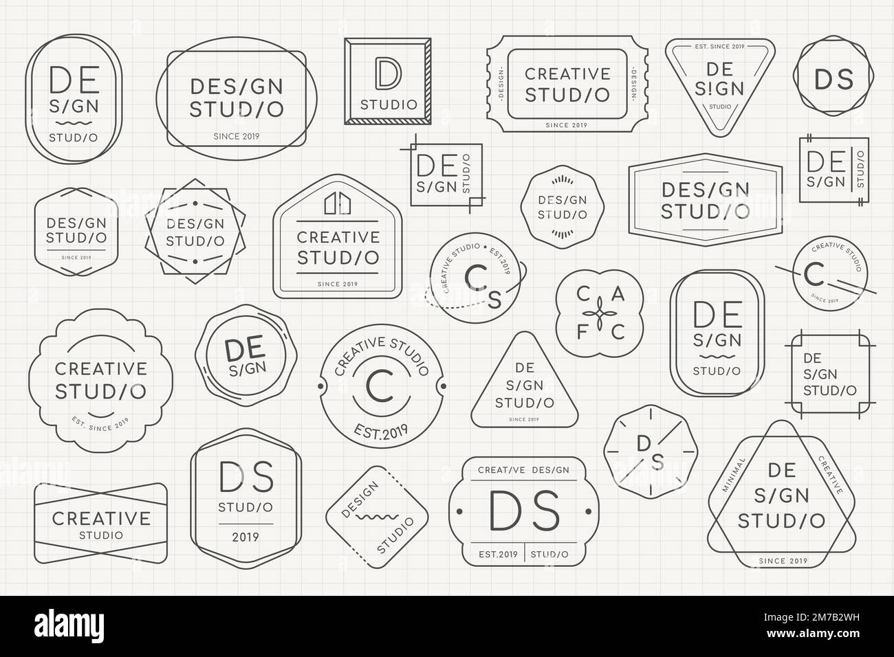 Minimal logo badge design vector set Stock Vector