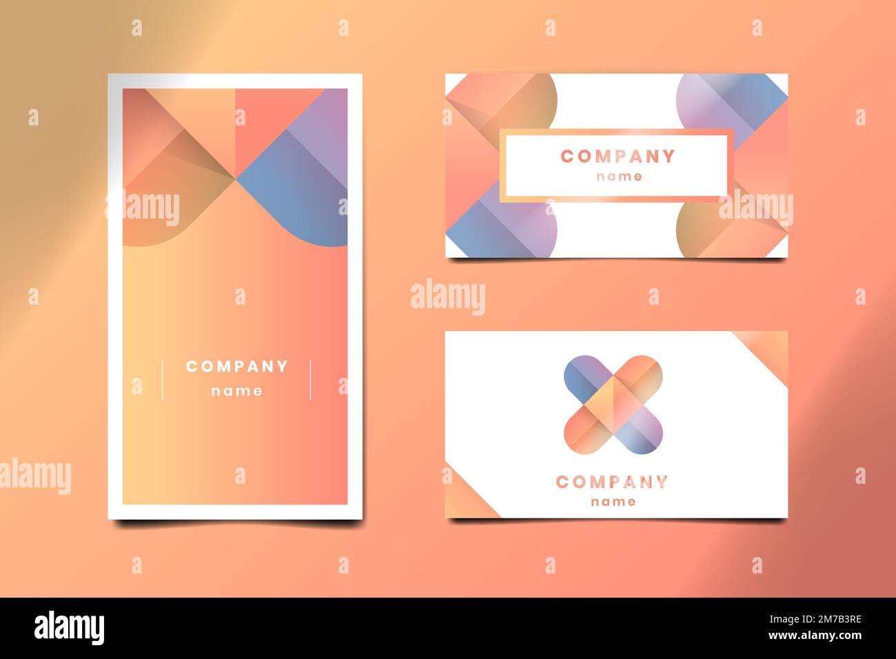Orange business card design vector Stock Vector