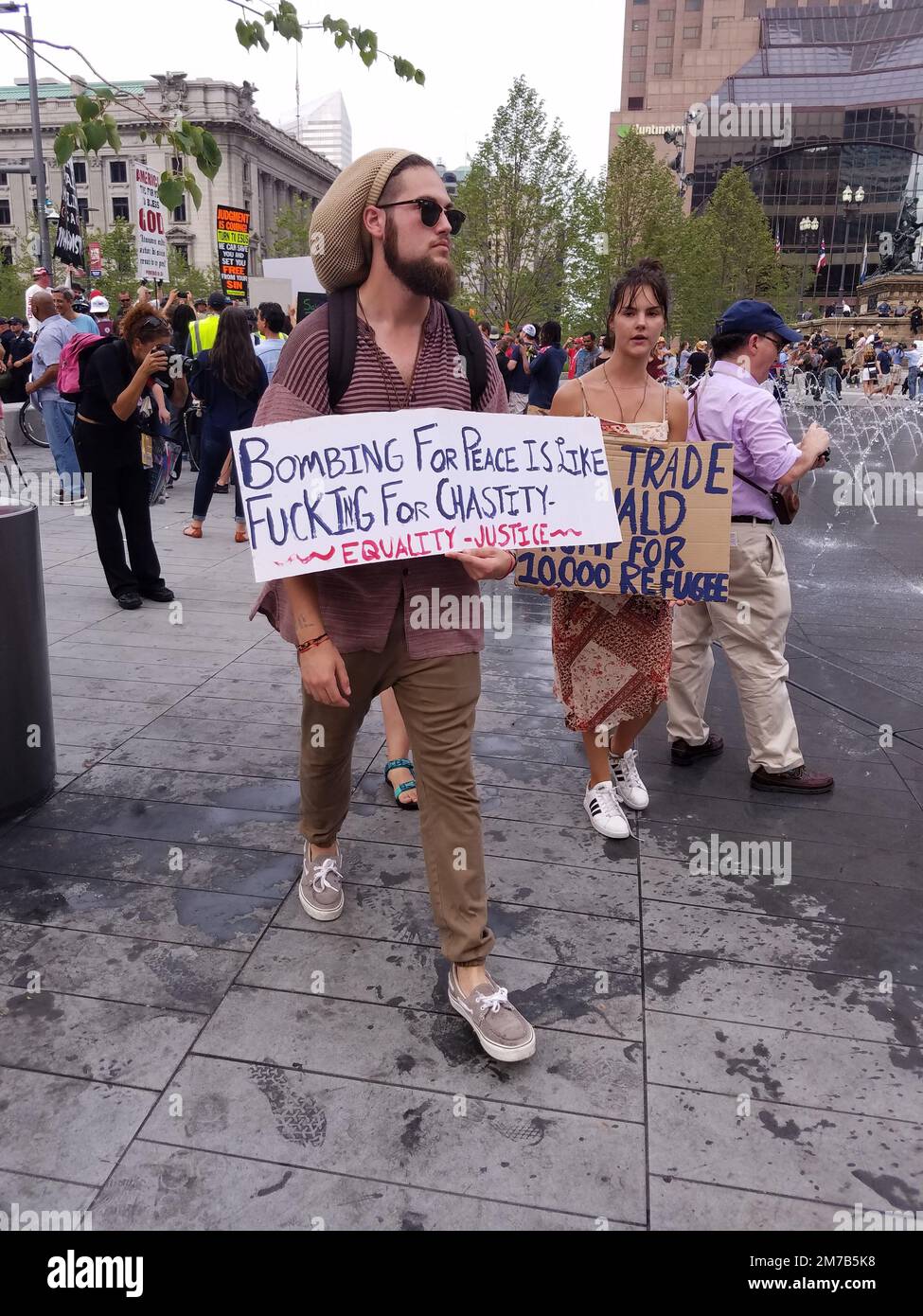 A protest in Cleveland during the Republican National Convention Stock Photo
