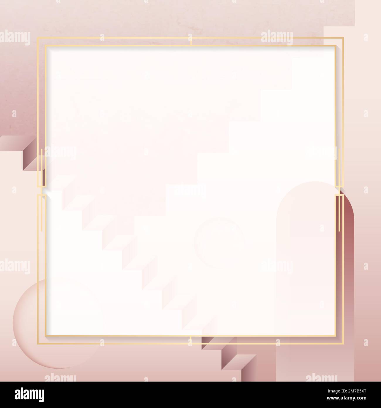 Golden square frame on a pink background vector Stock Vector
