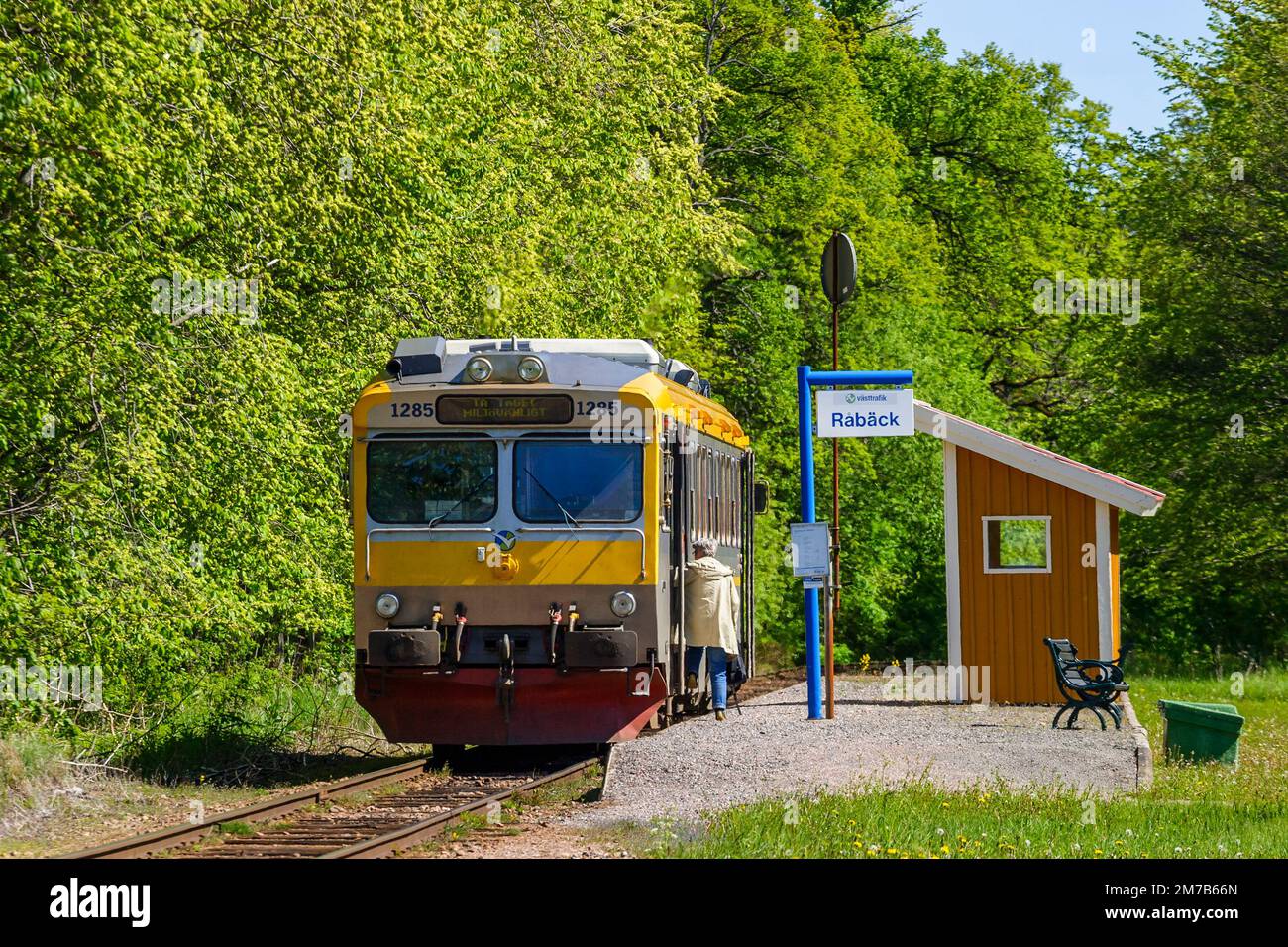 Train stop in the countryside Stock Photo