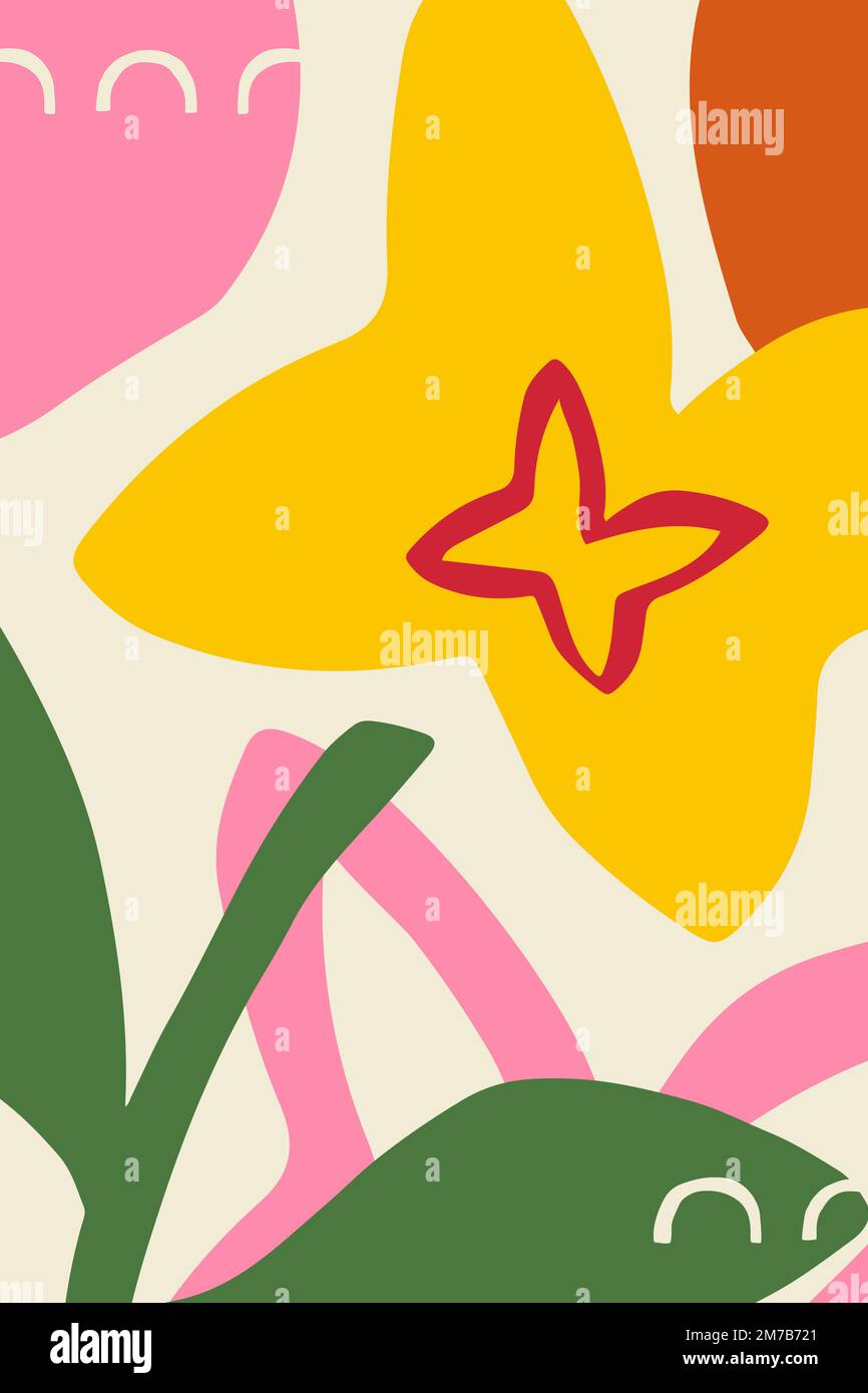 Bright and colorful flower patterned poster vector Stock Vector