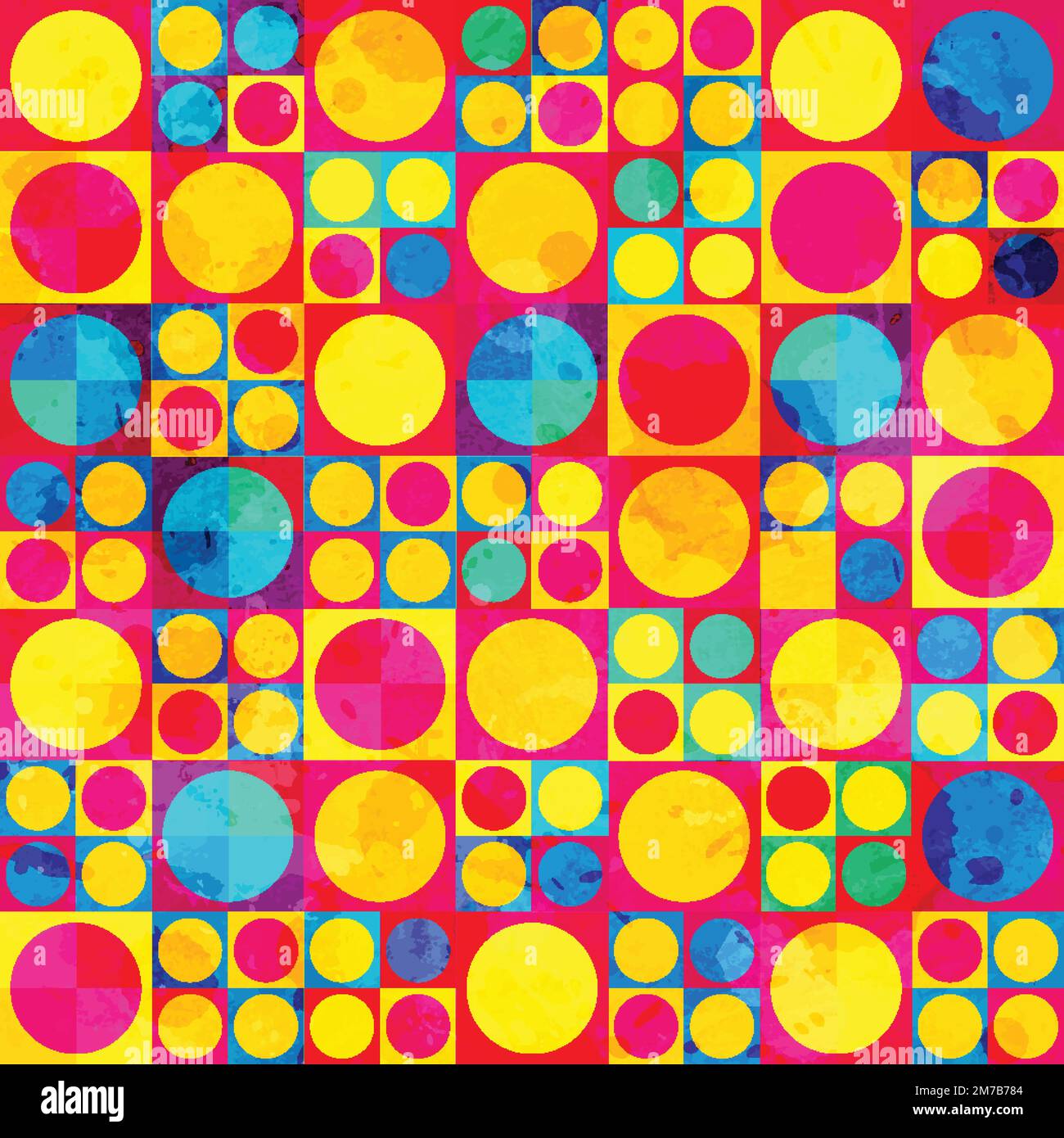 psychedelic circle seamless pattern with grunge effect Stock Vector