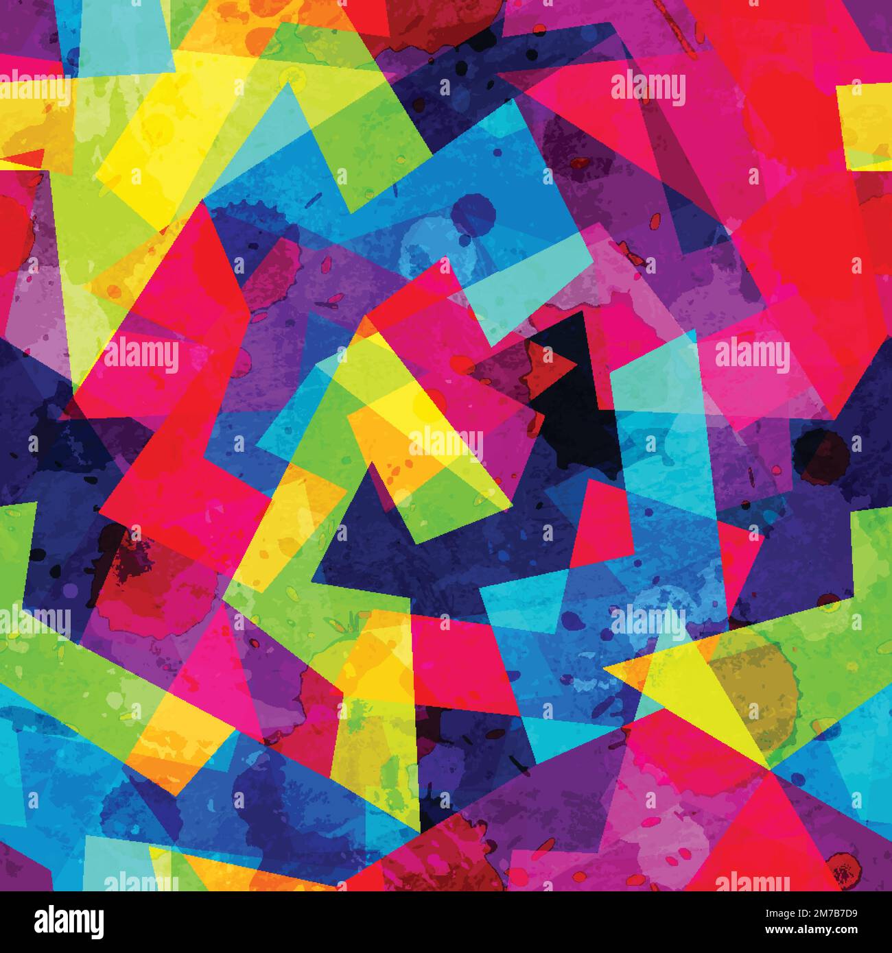 bright geometric seamless pattern with grunge effect Stock Vector