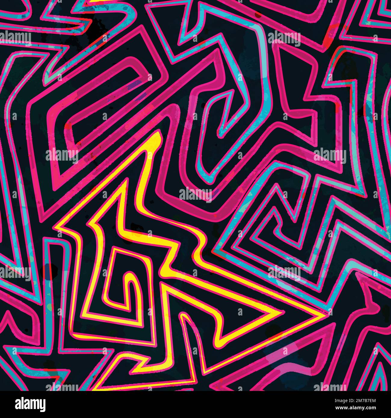 psychedelic curves seamless pattern Stock Vector