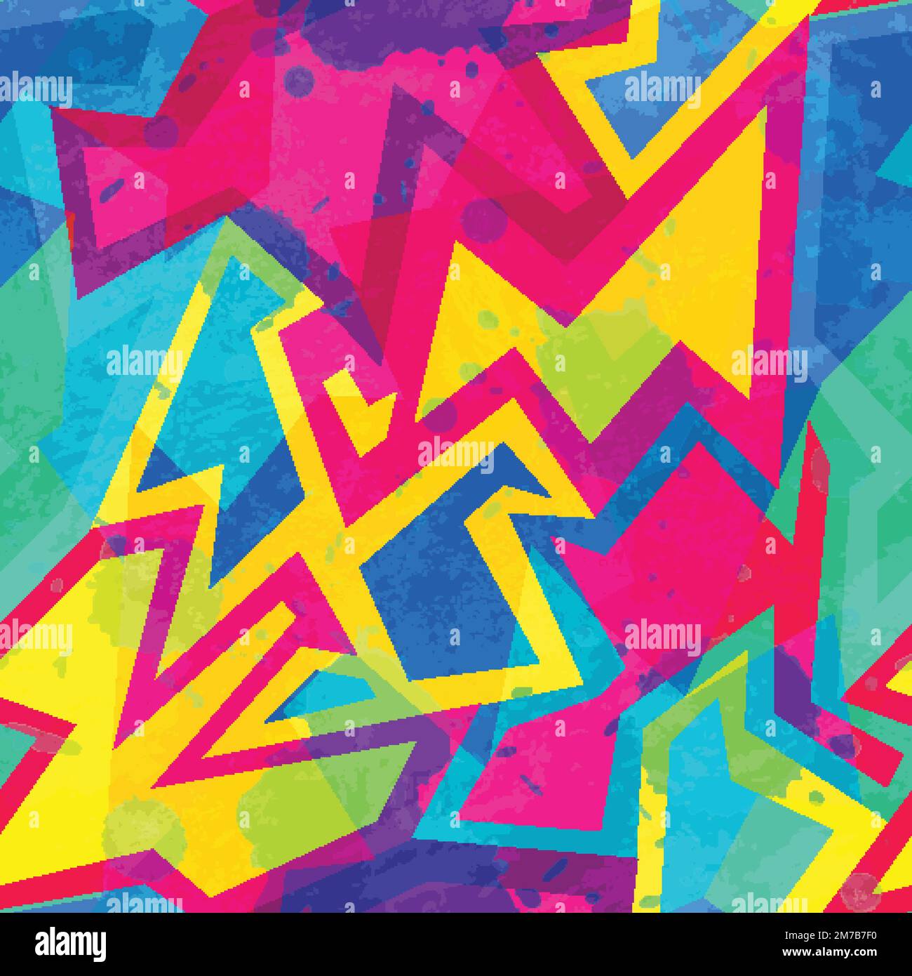 bright music seamless pattern with grunge effect Stock Vector