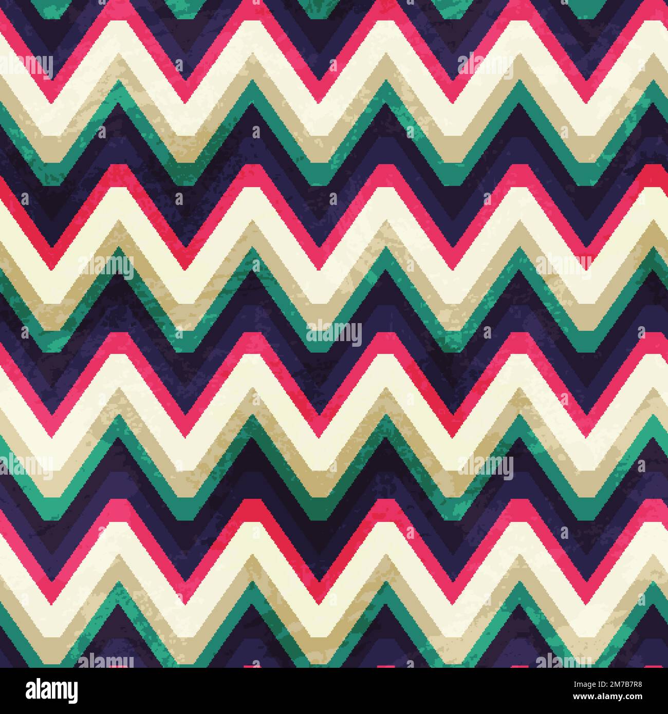 vintage zigzag seamless pattern with grunge effect Stock Vector