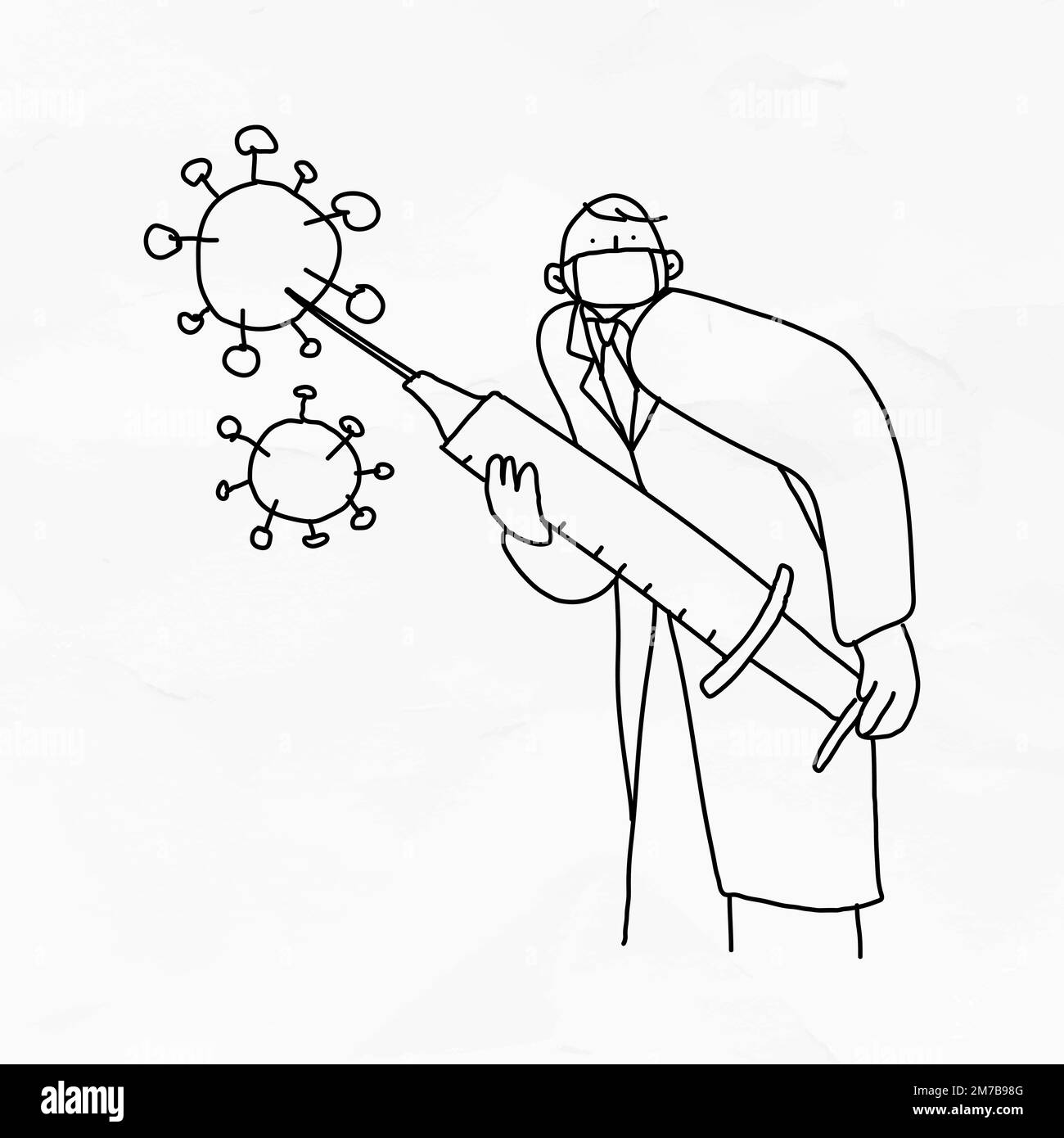 Doctor with vaccine vector doodle illustration Stock Vector