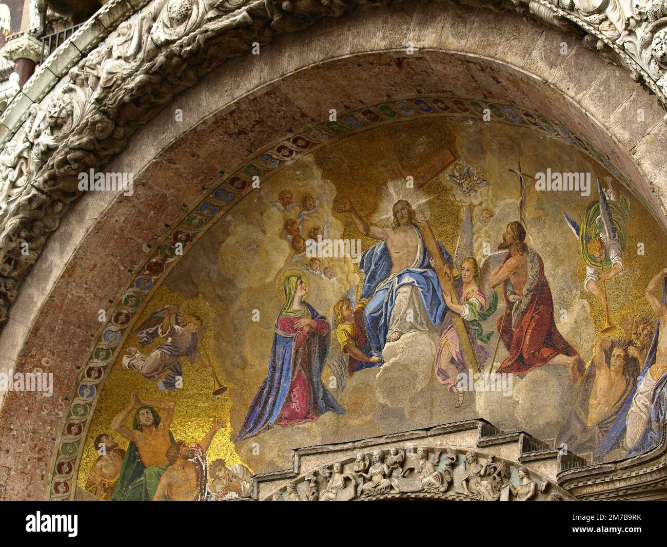 Mosaico del pórtico. Basilica de San Marcos . Plaza de San Marco. Venecia.Véneto. Italia. Stock Photo