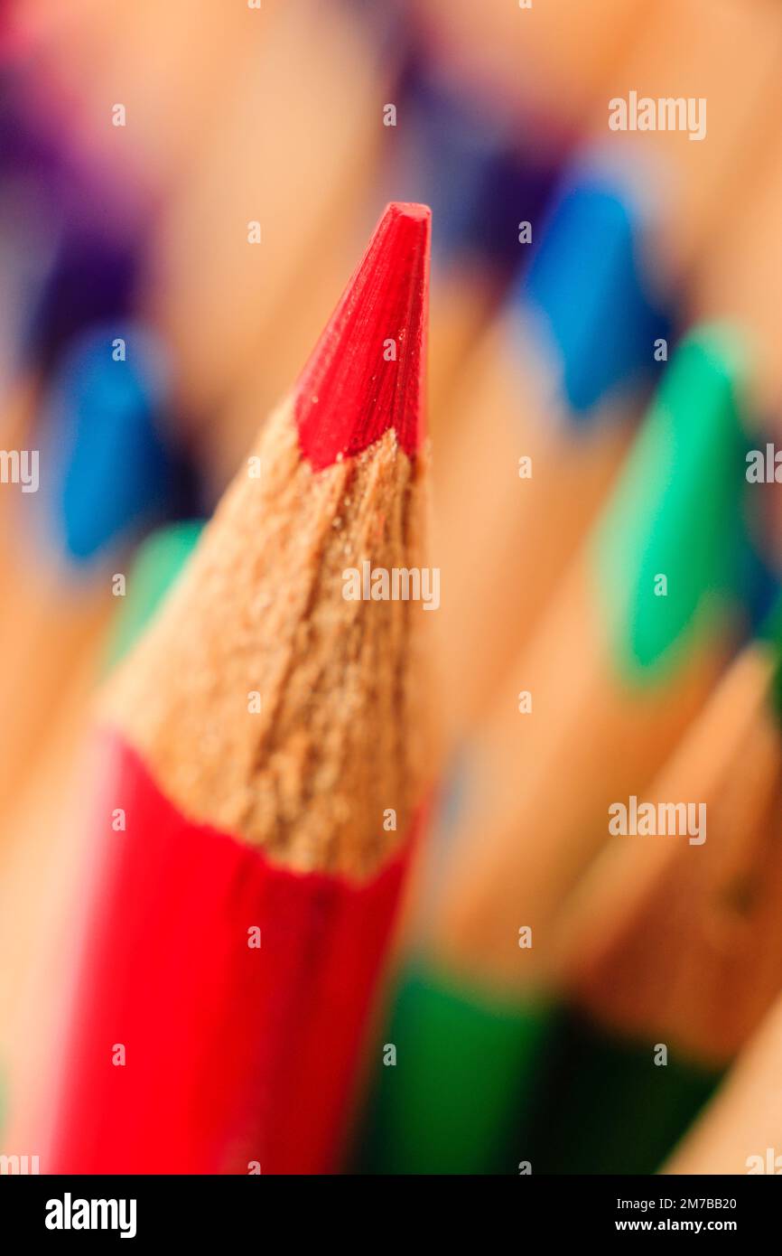 multiple colored pencils grouped together, balearic islands spain Stock Photo