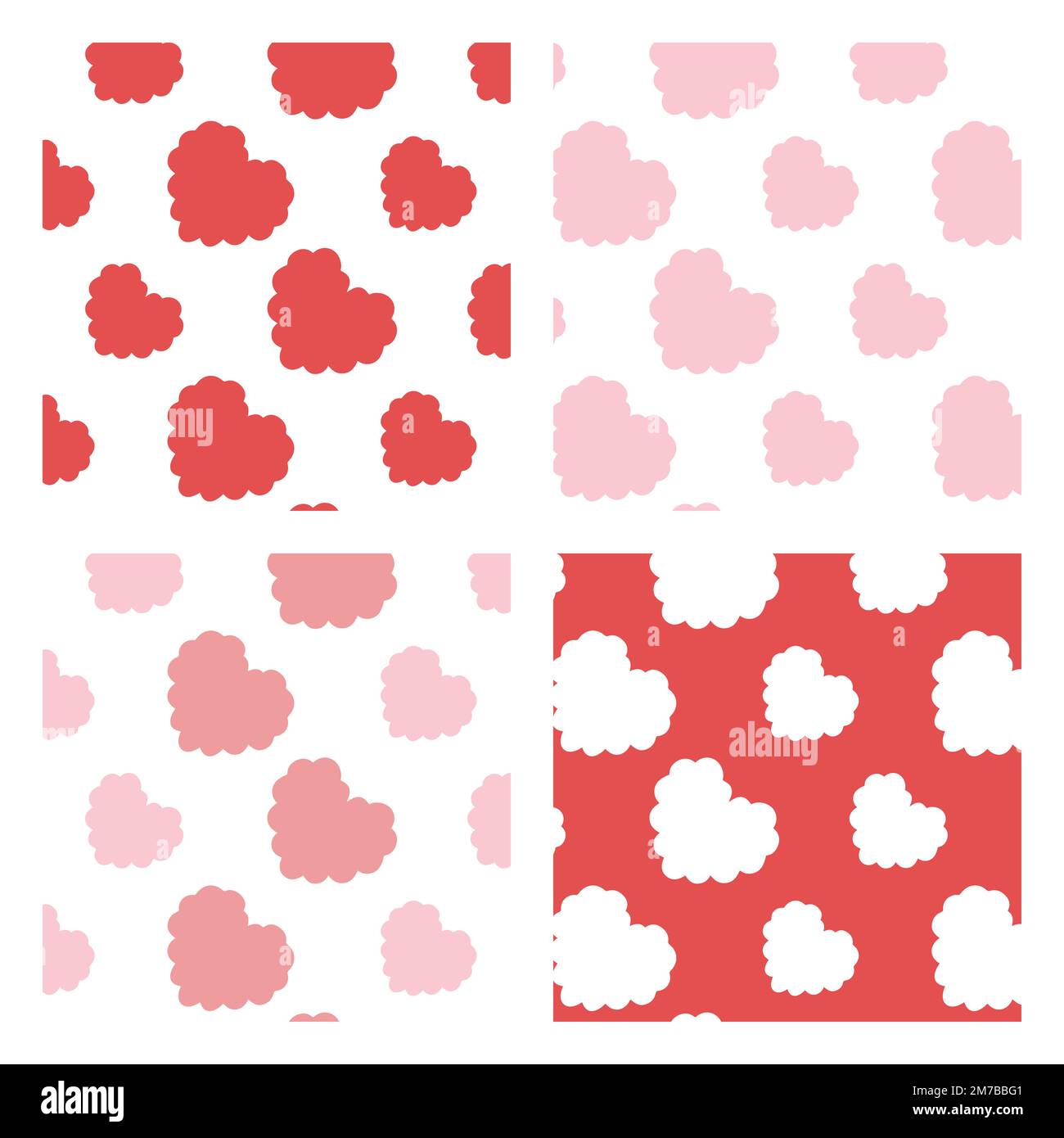 Vector illustration of slant pink,red,white heart pattern set Stock ...