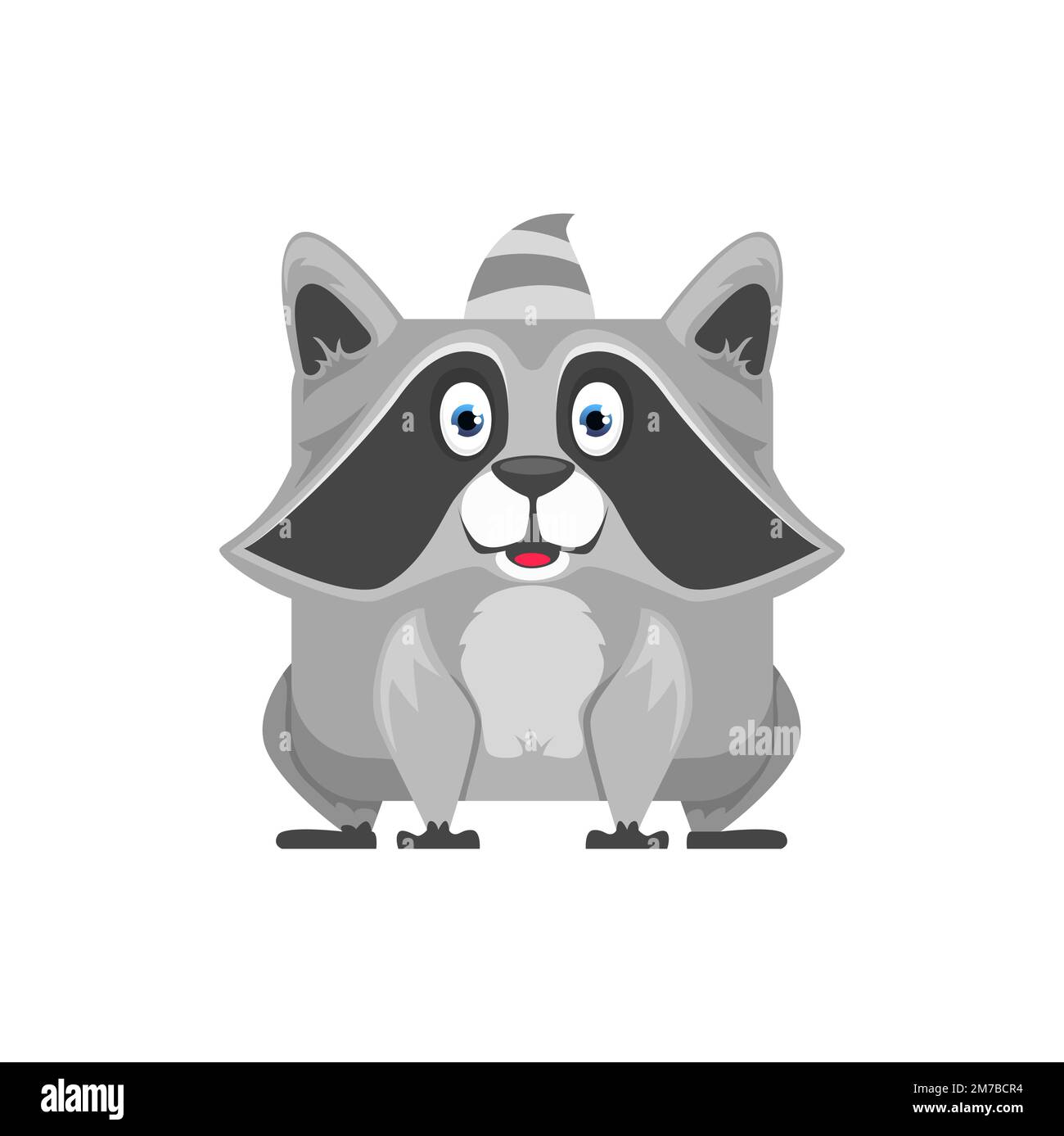 Raccoon cartoon kawaii square face or animal emoji, vector emoticon  character. Funny cute raccoon emoji with kawaii square face, kid comic  manga or anime avatar sticker of animal emoticon Stock Vector Image