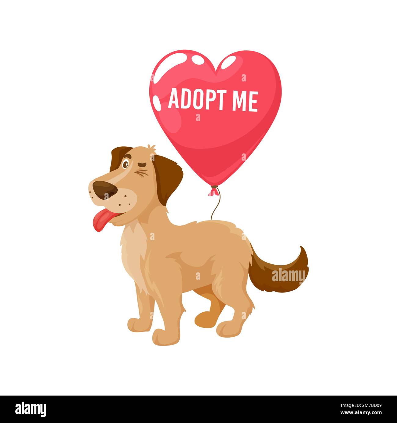 Adopt me, dog pet puppy with balloon heart, animals shelter and ...