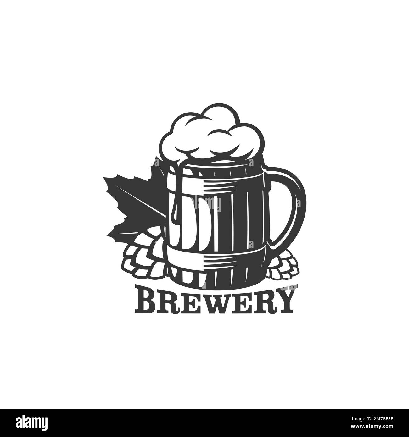 Beer brewery icon, pint mug and hop, craft beer or brewing company
