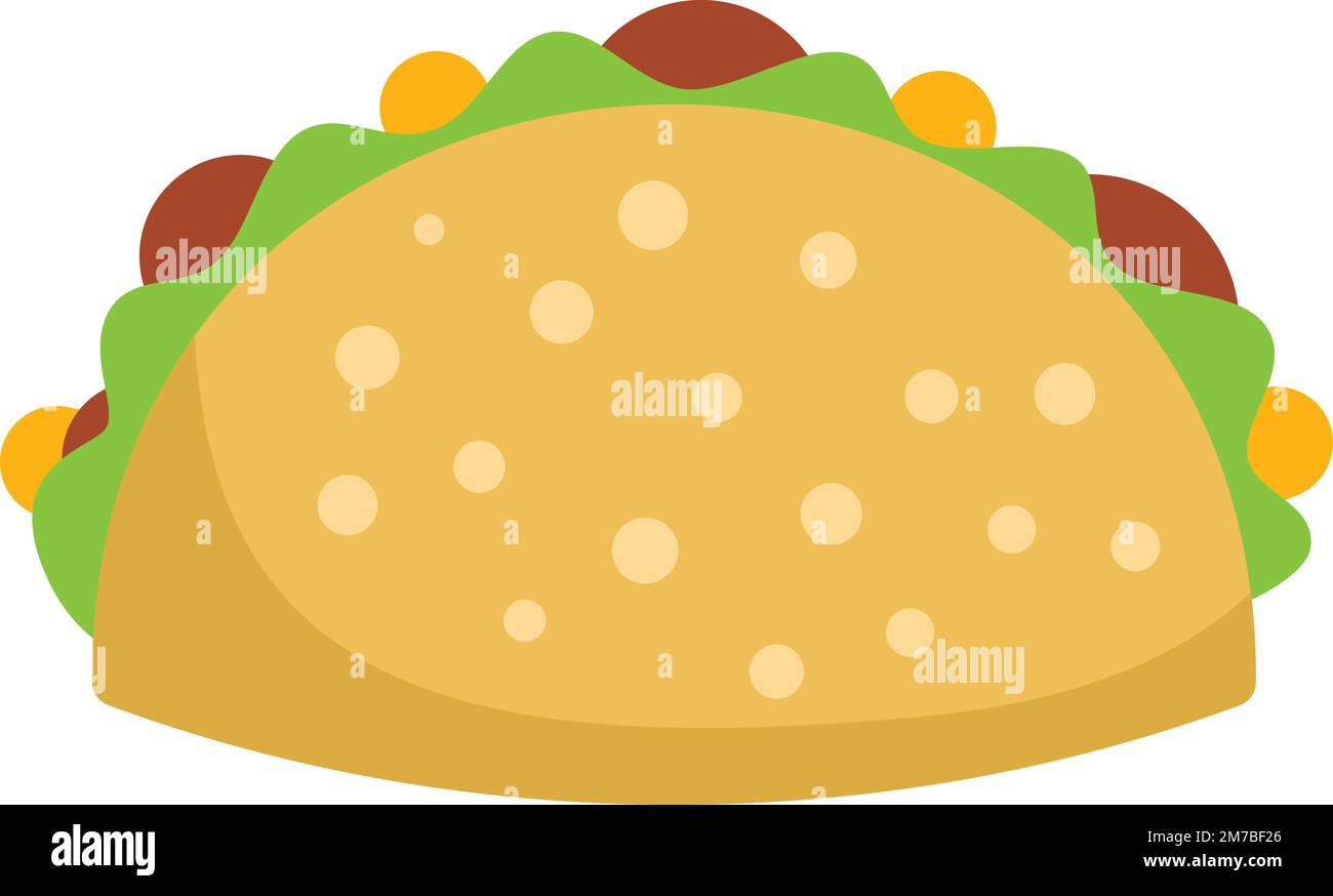 Beef taco icon flat vector. Mexican food. Tacos menu isolated Stock