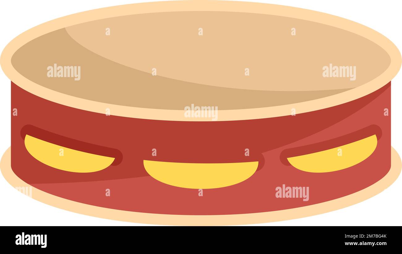 Musical tambourine icon flat vector. Music samba. Art leather isolated ...