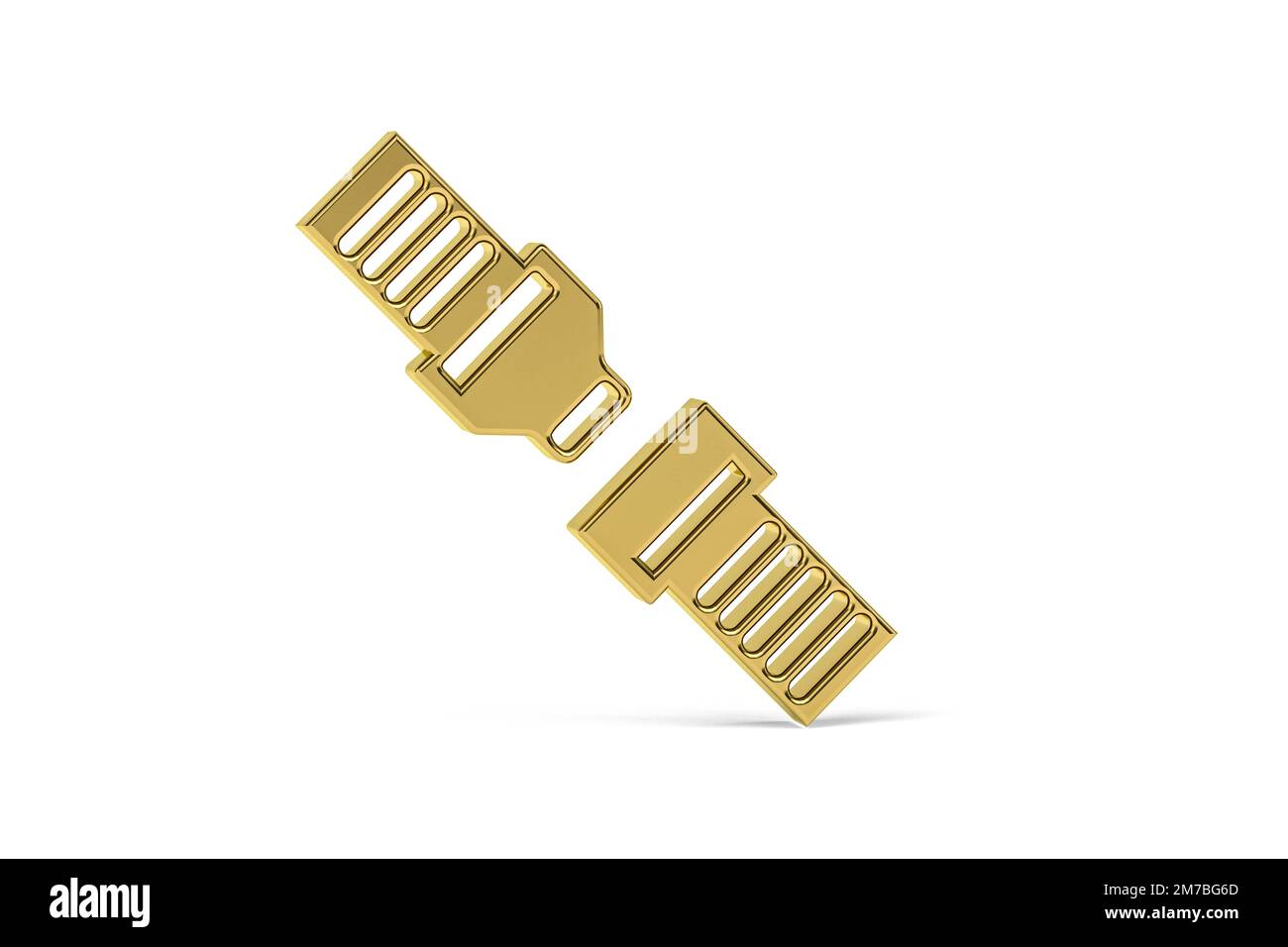Golden 3d buckle icon isolated on white background - 3D render Stock ...