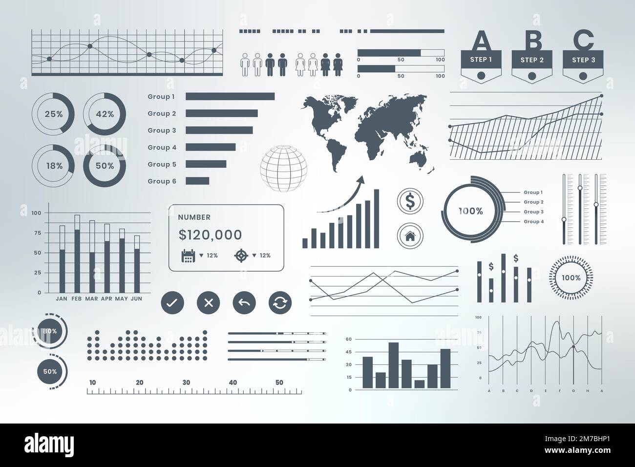 Vector business data infographic dashboard vector Stock Vector