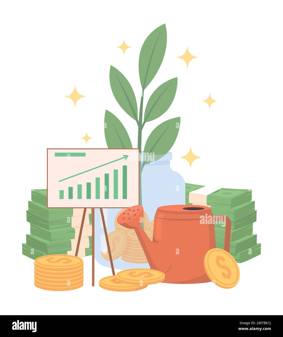 Profitable business investment semi flat color vector objects Stock Vector