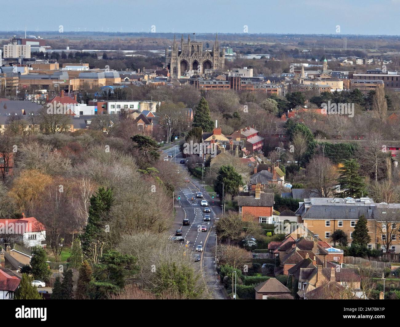 Peterborough Cathedral seen in Peterborough city centre, with Thorpe