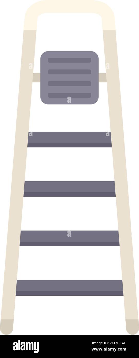 Stair ladder icon flat vector. Wood construction. Portable tool ...