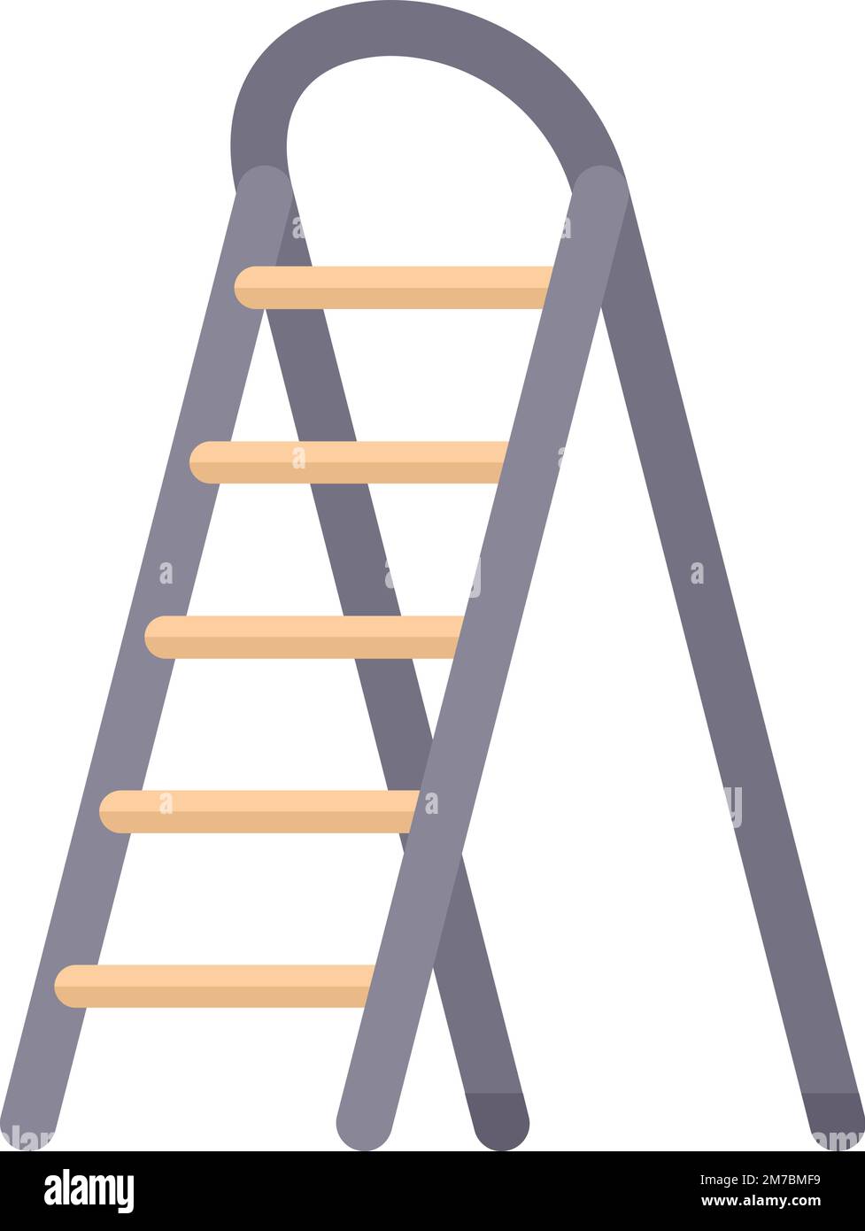 Aluminium ladder icon flat vector. Wood construction. Portable indoor ...