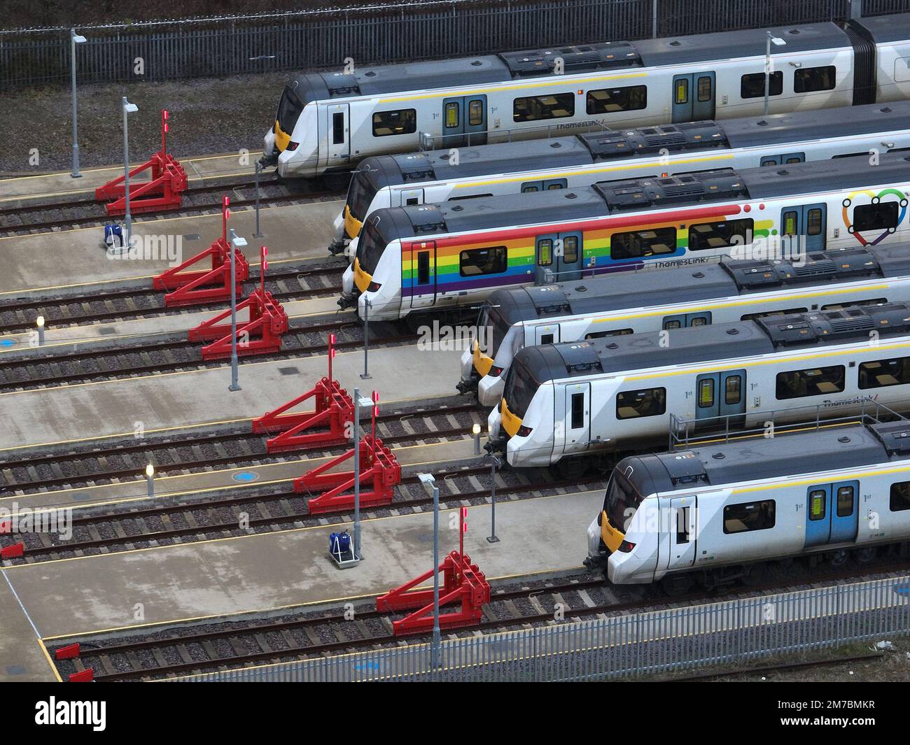 Trains are stationary in sidings in Peterborough, Cambs., as national