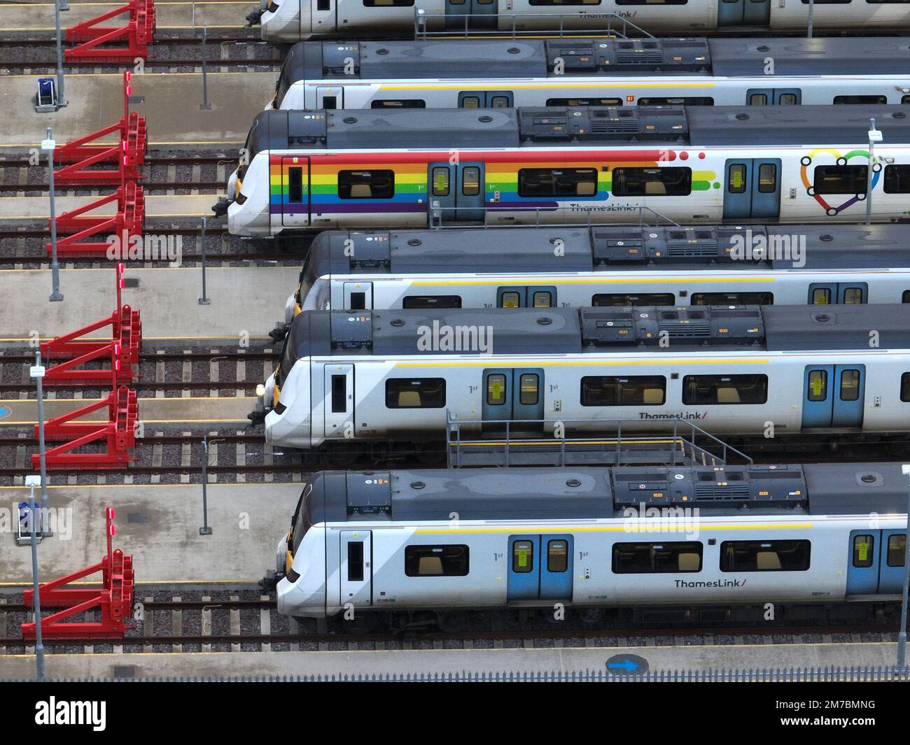 Trains are stationary in sidings in Peterborough, Cambs., as national