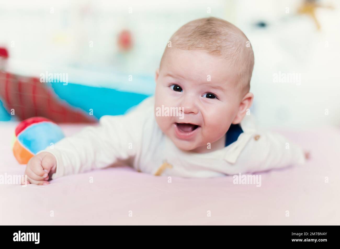 Portrait view of happy cute smiling baby. Joy and happiness concept ...