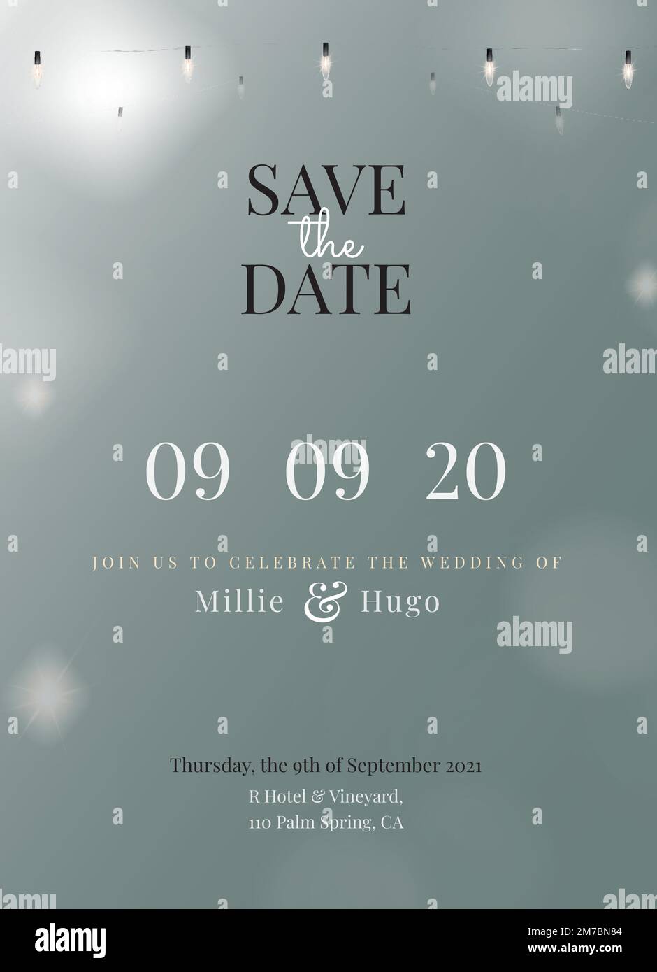 Festive invitation card vector editable template with beautiful string