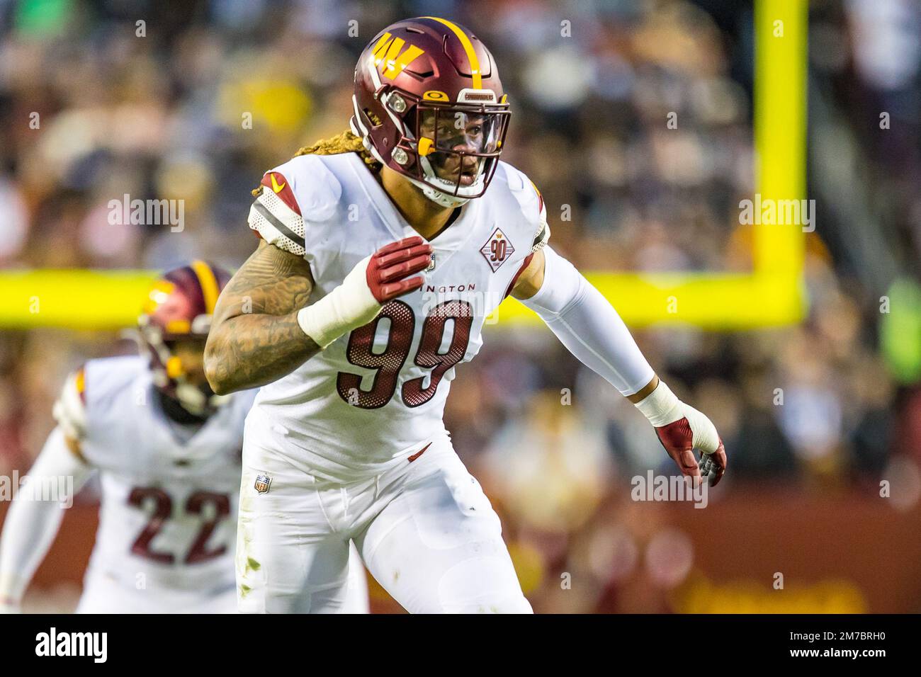 Washington Commanders defensive end Chase Young (99) pictured during an NFL  football game against the Dallas Cowboys, Sunday, January 8, 2023 in  Landover. (AP Photo/Daniel Kucin Jr Stock Photo - Alamy